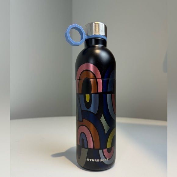 Starbucks 20 Oz Water Bottle Navy Blue Line Art Hook Stainless Steel Rainbow - Picture 1 of 7